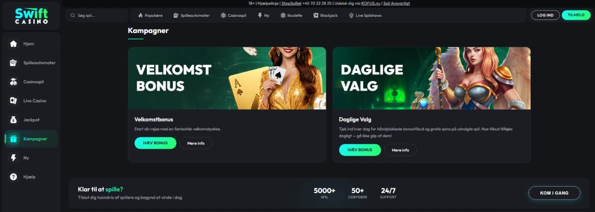 Swift Casino velkomstbonus